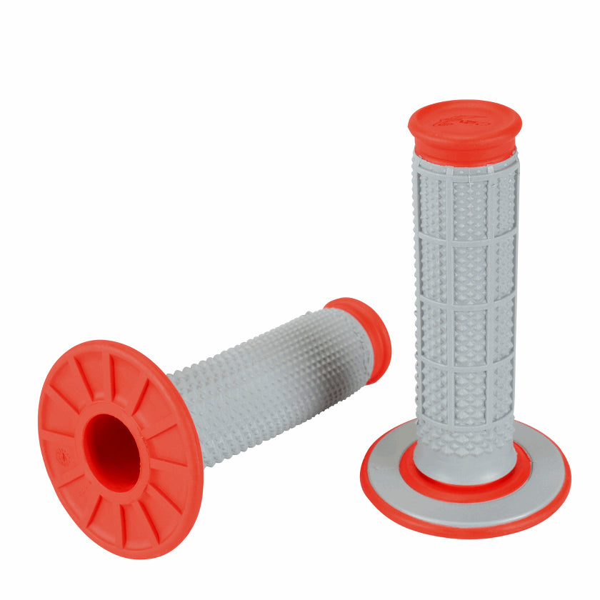 Renthal Dual Compound Tapered Half Waffle Grips Grey Red MX Enduro